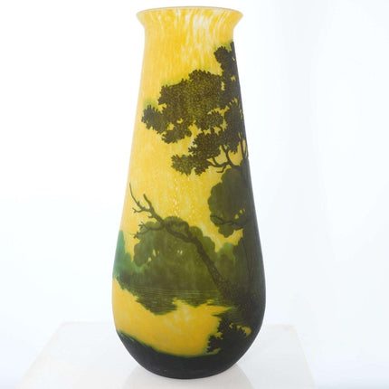 1920 年代 Muller Frères 浮雕玻璃景观大花瓶
