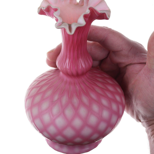 Antique Pink Cut Velvet art glass vase