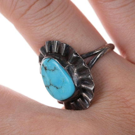 sz7 美洲原住民纯银和绿松石戒指