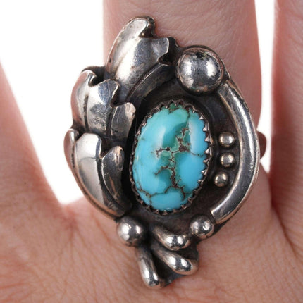 sz7 J.M. Haley Native American sterling/turquoise ring