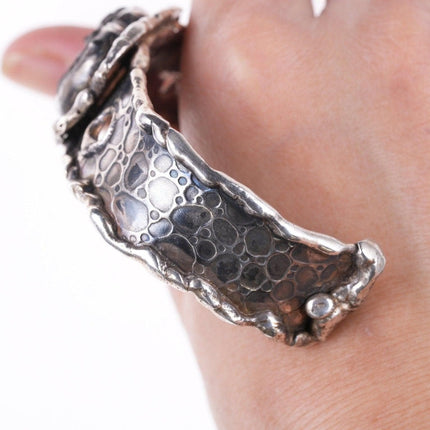 6.75" Southwestern Artisan sterling Ammonite fossil bracelet