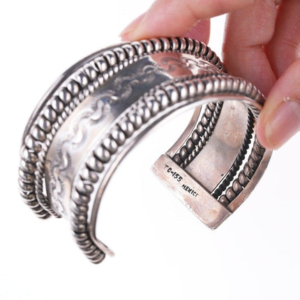 6.5" Southwestern Mexican sterling silver bracelet with twisted wire