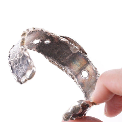 6.75" Southwestern Artisan sterling Ammonite fossil bracelet