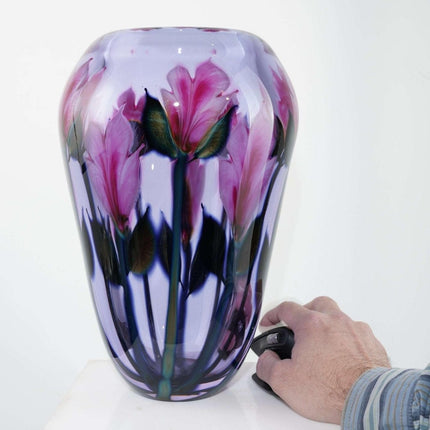 Enormous Daniel Lotton Multi-Flora art glass vase