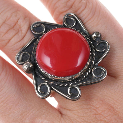 SZ11 Vintage Indianer Ring aus rotem Jaspis