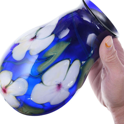 Charles Lotton(1935-2021) Multi-Flora cobalt blue vase 1979