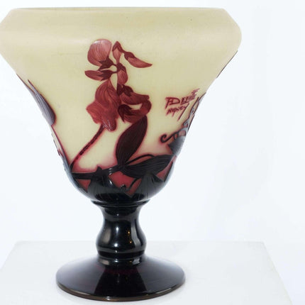 c1920 法国 André Delattte 浮雕玻璃脚中心碗