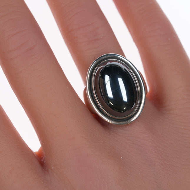 sz6 Harald Christian Nielsen for Georg Jensen Silver and Hematite ring 46A