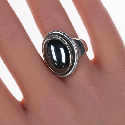 sz6 Harald Christian Nielsen for Georg Jensen Silver and Hematite ring 46A