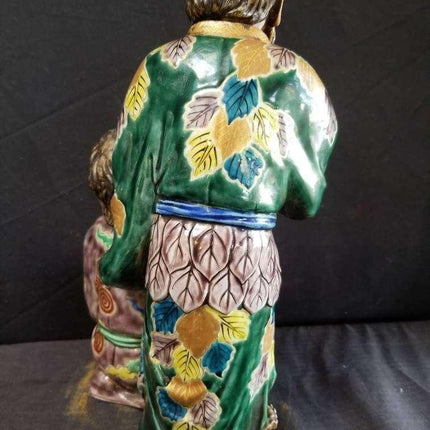 Large Meiji Period Kutani Figure Gama Sennin Toad Immortal Japanese 19th century