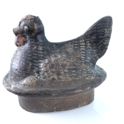 American Redware Folk Art Hen on Nest Bank