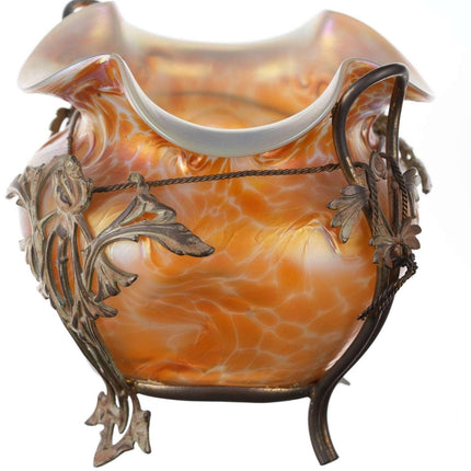 c1900 Loetz Bronze Mounted Bohemian Art glass vase