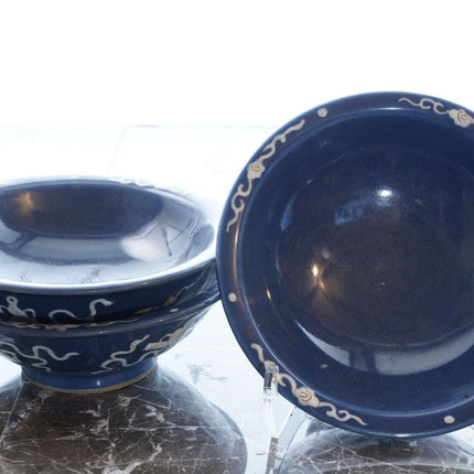 Qing Chinese Blue/White Slip Decorated bowls