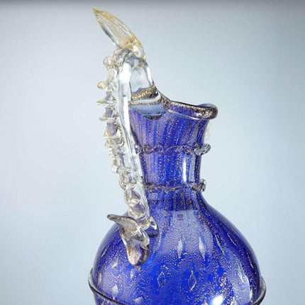 复古威尼斯钴蓝金和可控气泡水壶形式雕塑花瓶