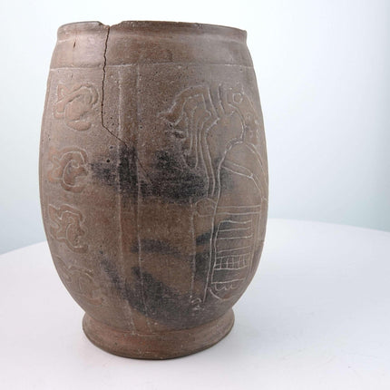 Mayan Pre-Columbian Pottery Carved Cylindrical Vessel