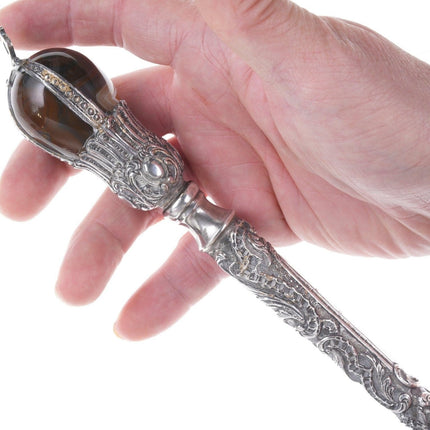 Antique Sterling Judaica Yad Torah Pointer with Agate handle