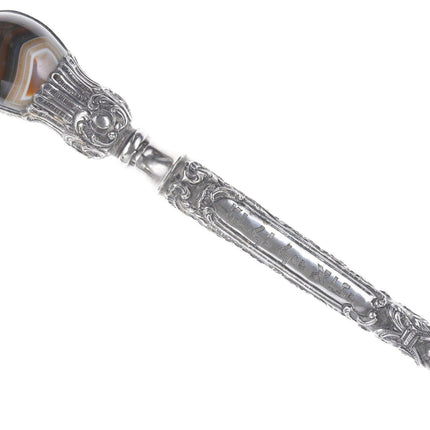 Antique Sterling Judaica Yad Torah Pointer with Agate handle