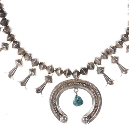 c1940er Sterling Navajo Squash Blossom Halskette