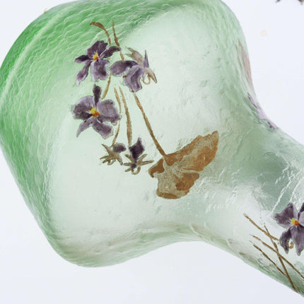 大型 c1900 フランス モン ジョイ カメオ アート ガラス花瓶、手エナメル装飾付き