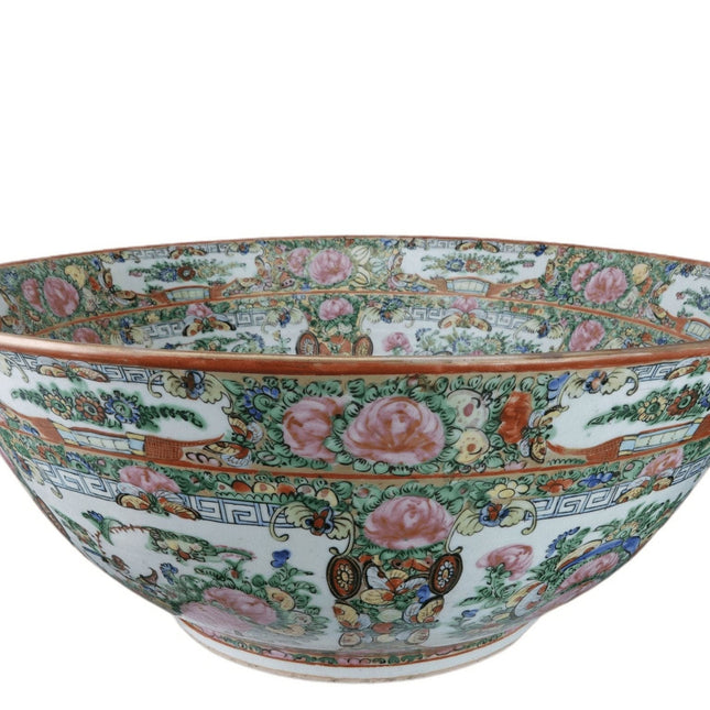 Republic Period Chinese Famille Rose Medallion Punch Bowl