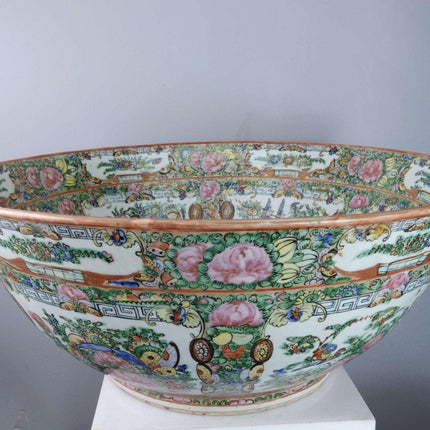 Republic Period Chinese Famille Rose Medallion Punch Bowl