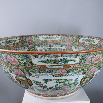 Republic Period Chinese Famille Rose Medallion Punch Bowl