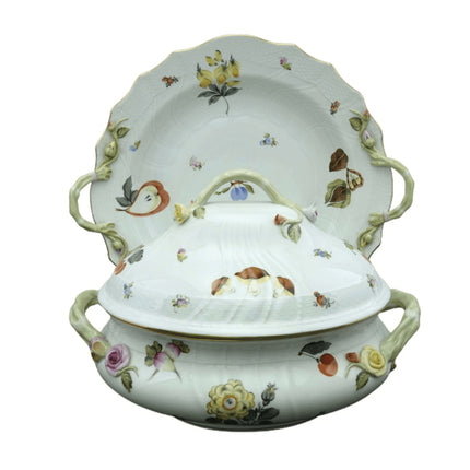 Herend Fruits and Flowers Soup Tureen with Huge Platter/Underplate