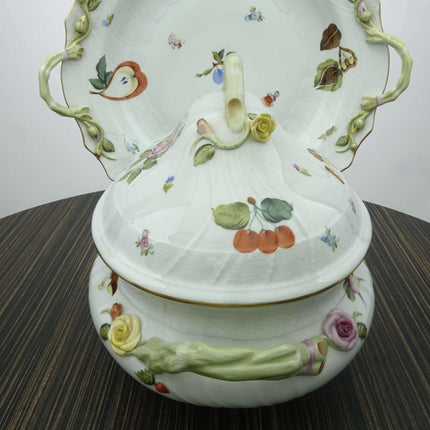 Herend Fruits and Flowers Soup Tureen with Huge Platter/Underplate