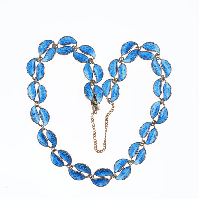 18" David Andersen Blue enamel gilt sterling necklace