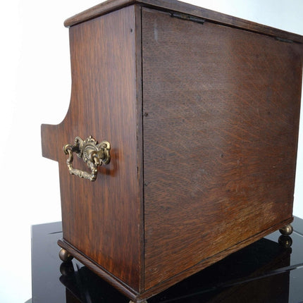 c1890 Quarter Sawn Oak Piano Form Desk Caddy with double inkwell