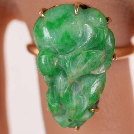 sz7 Antique Chinese 18k gold Jadeite ring