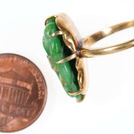 Antiker chinesischer Jadeit-Ring aus 18 Karat Gold