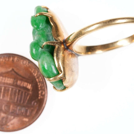 sz7 Antique Chinese 18k gold Jadeite ring