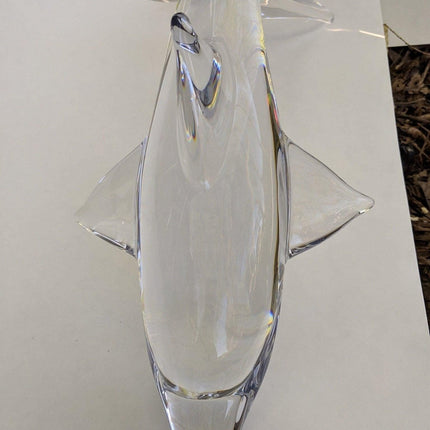 20" Daum Französische Kristall-Delphin-Skulptur