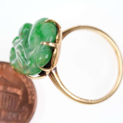 sz7 Antique Chinese 18k gold Jadeite ring