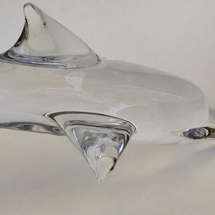 20" Daum Französische Kristall-Delphin-Skulptur