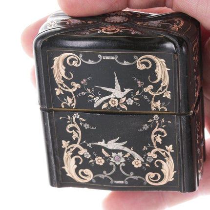 18th/19th century 9ct gold /sterling inlaid Tortoise Shell Etui Traveling perfum