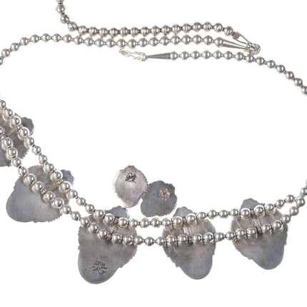 纳瓦霍纯银/孔雀石项链和耳环套装