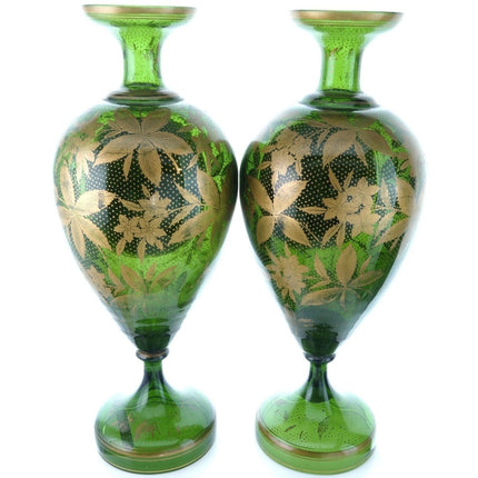 c1880 Antique Moser Portrait Urns Pair