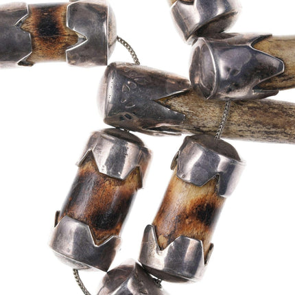 Halskette aus Sterlingsilber und Hirschgeweih der frühen amerikanischen Ureinwohner