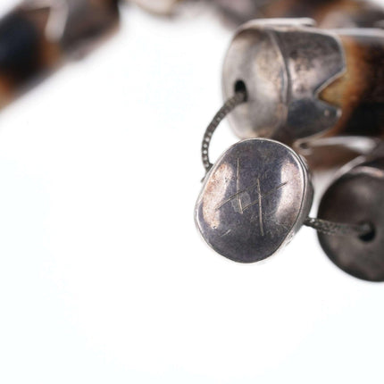 Early Native American Sterling and Deer Antler Necklace