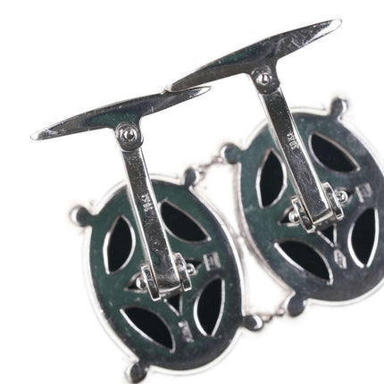 Retro 18k White gold diamond and onyx cufflinks