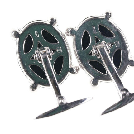 Retro 18k White gold diamond and onyx cufflinks