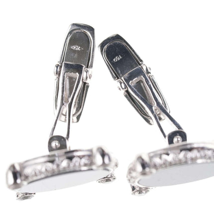 Retro 18k White gold diamond and onyx cufflinks