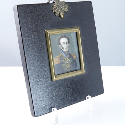 c1800 原始画框中普鲁士军官的微型肖像