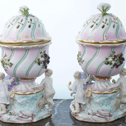 Pr Antique Meissen Potpourri vases