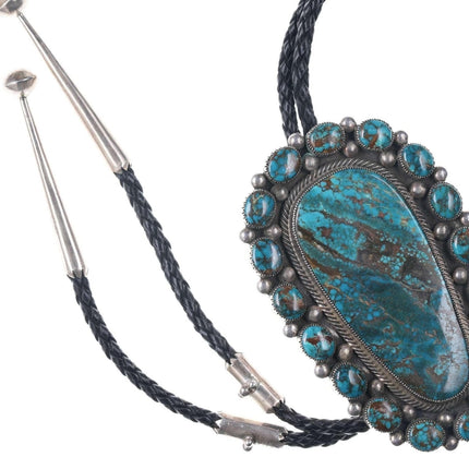 Texas Sized Vintage Native American silver and high grade turquoise bolo