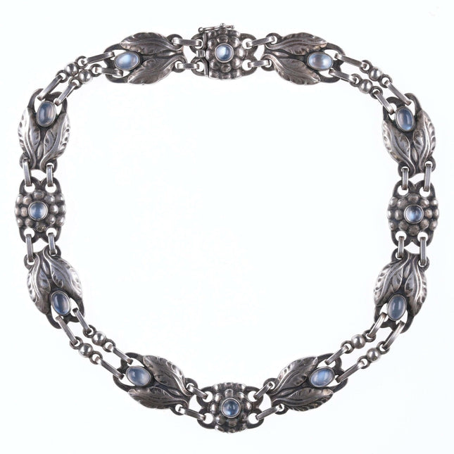 14.25 吋 Georg Jensen 裝飾藝術純銀和月光石頸鍊