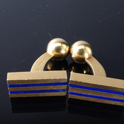 1950's Tiffany 18K Gold and Lapis Cufflinks