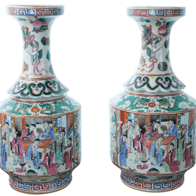 Antique Chinese Famille Rose Vases pair